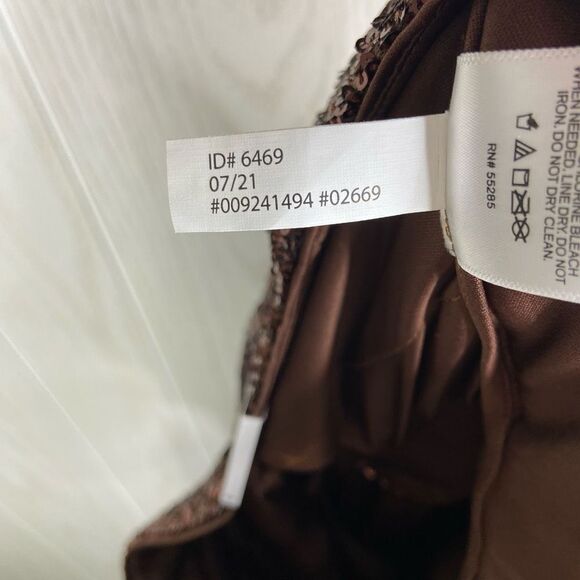 Express Women's Brown High Waisted Sequin Pleated Cropped Trouser Pants Small - Picture 8 of 9